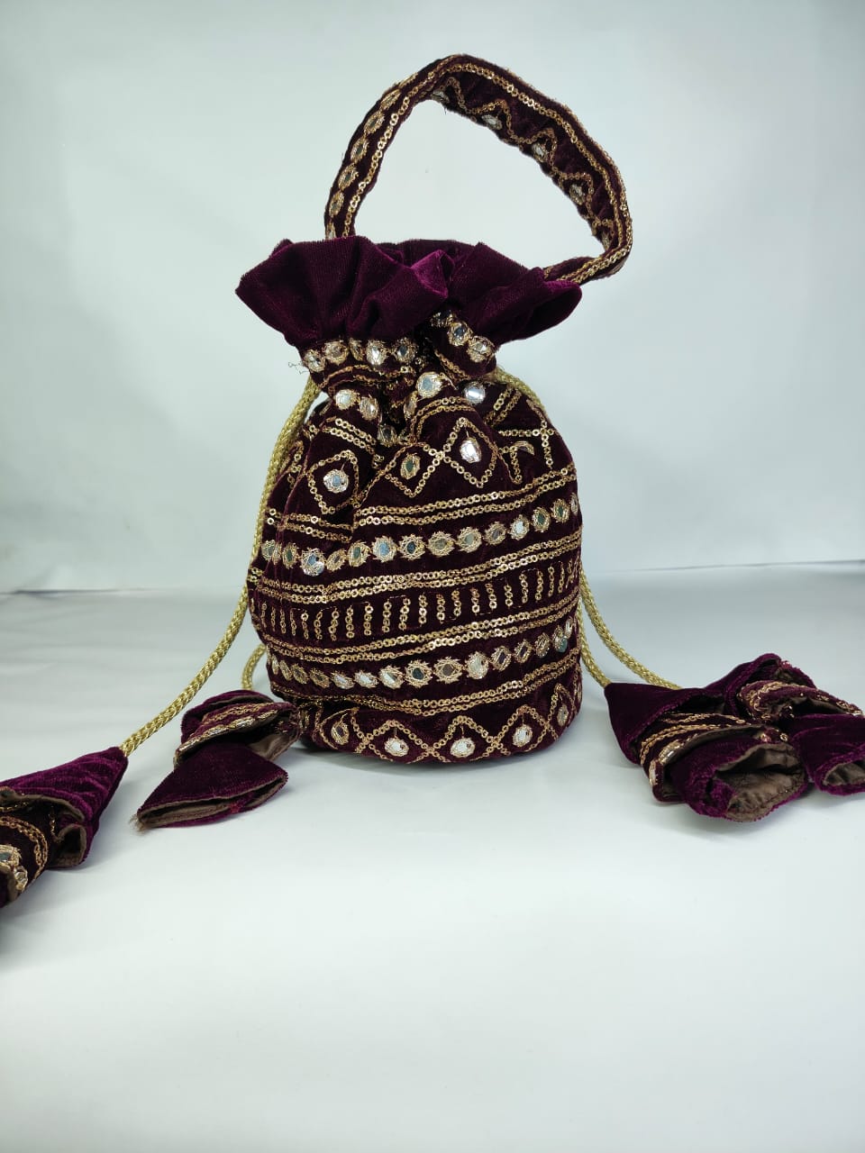 Embroidered Velvet Potli Bag