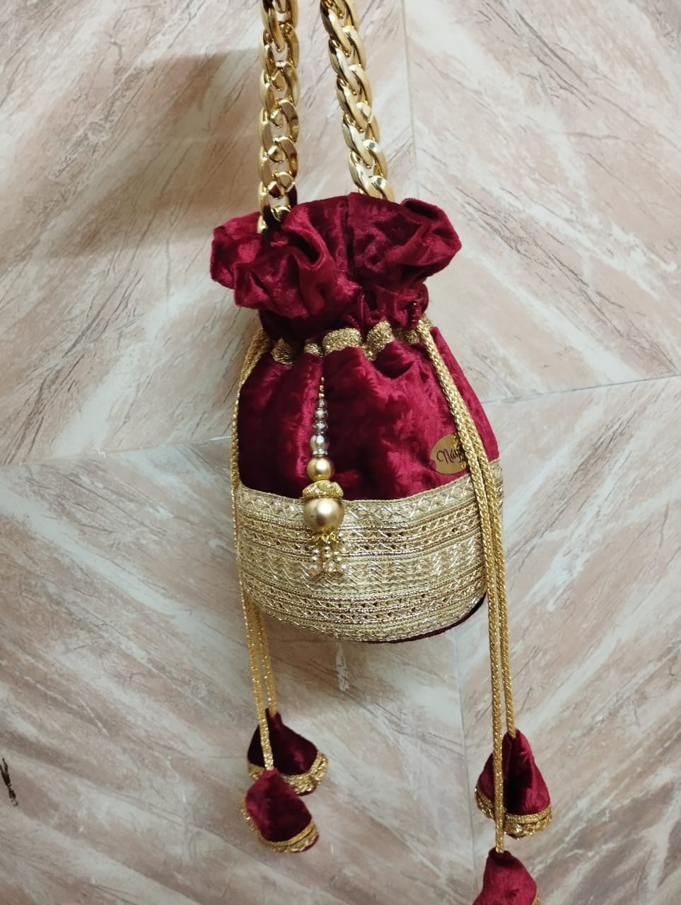 Embroidered Velvet Potli Bag