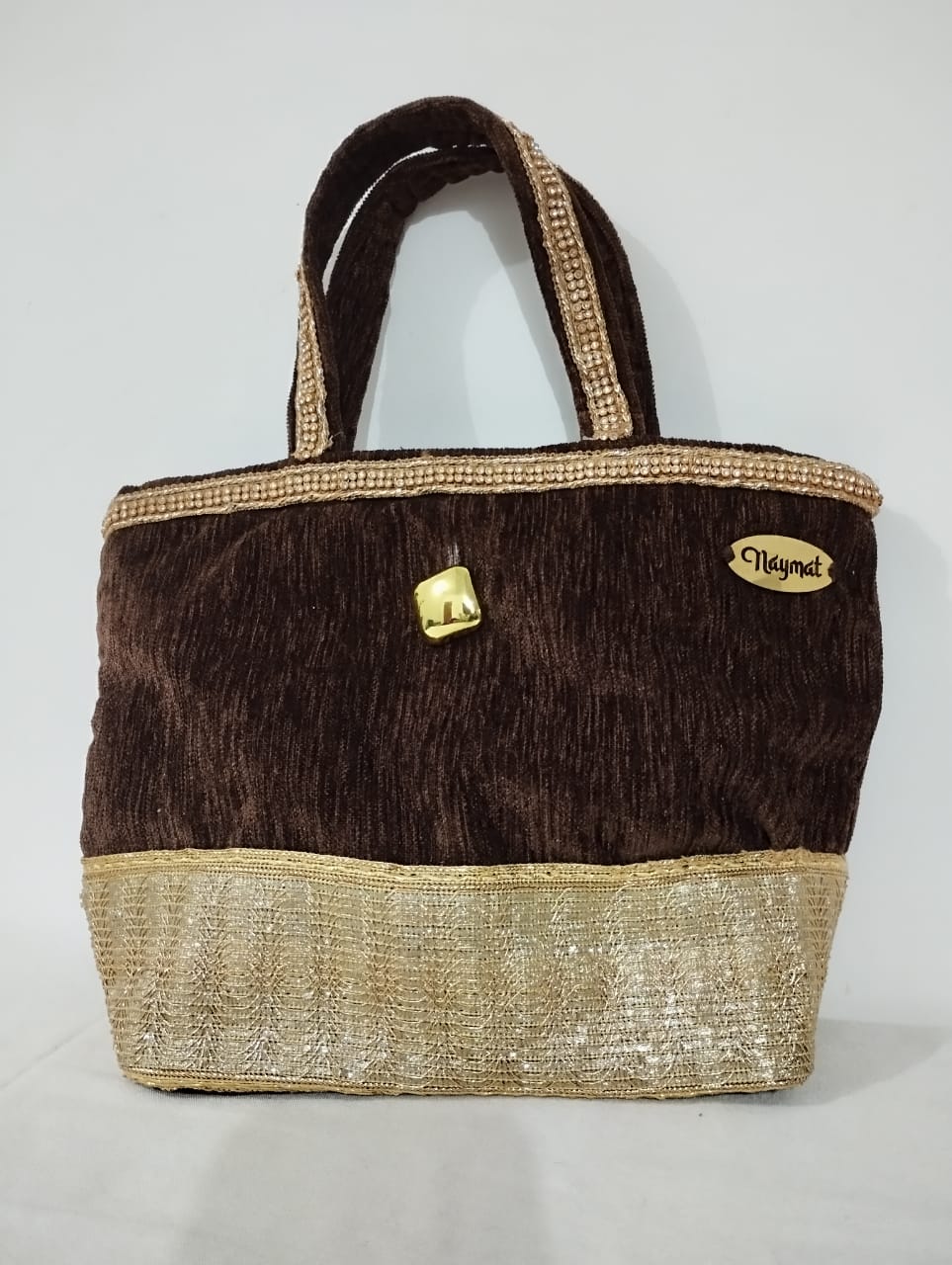Elegant Brown and Gold Handbag