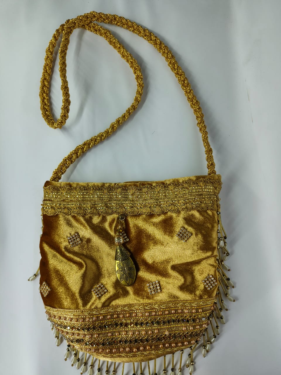 Handcrafted Golden Ethnic Sling Bag