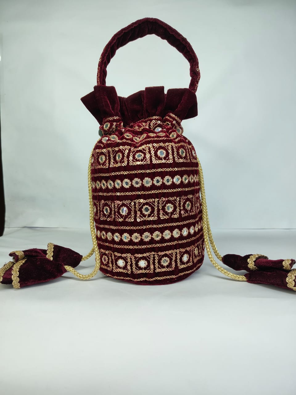 Embroidered Velvet Potli Bag