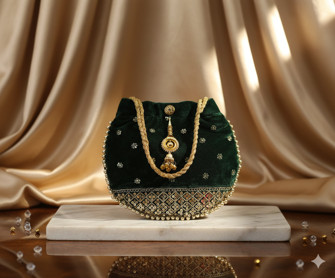 Elegant Velvet Embroidered Clutch