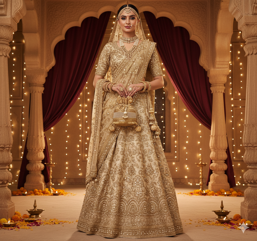 Elegant Golden Potli Bag