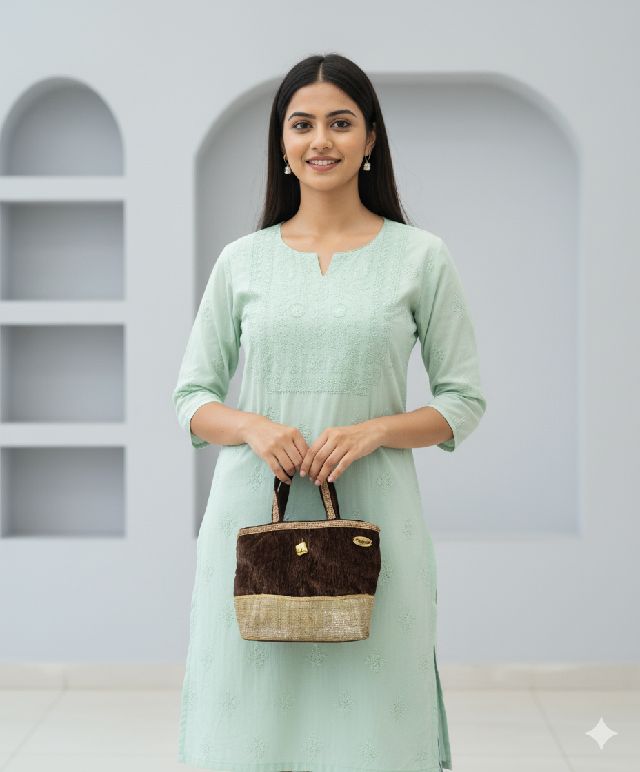 Elegant Brown and Gold Handbag