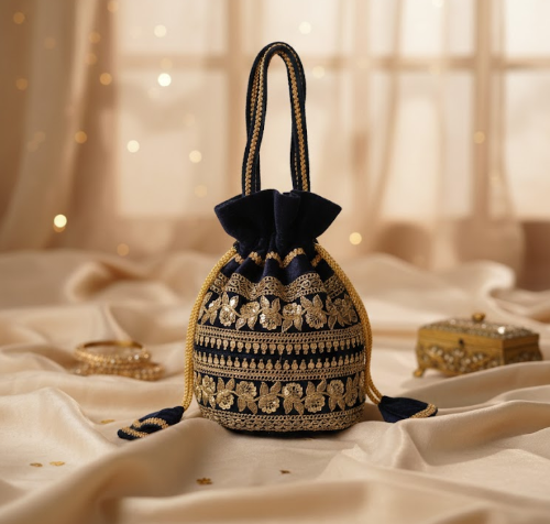 Embroidered Velvet Potli Bag