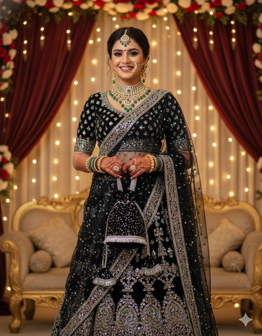 Black Sequin Potli Bag