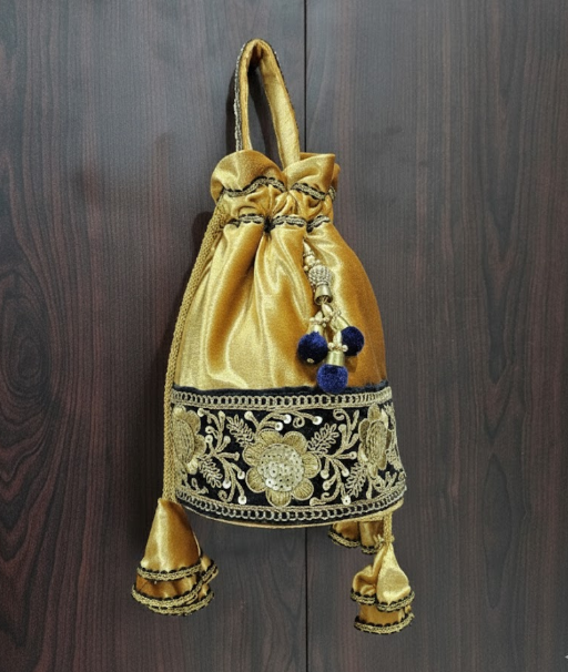 Golden Embroidered Potli Bag