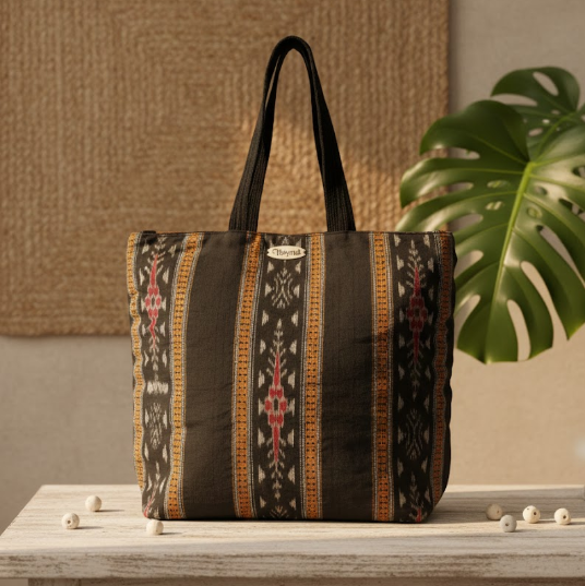Handwoven Patterned Tote Bag