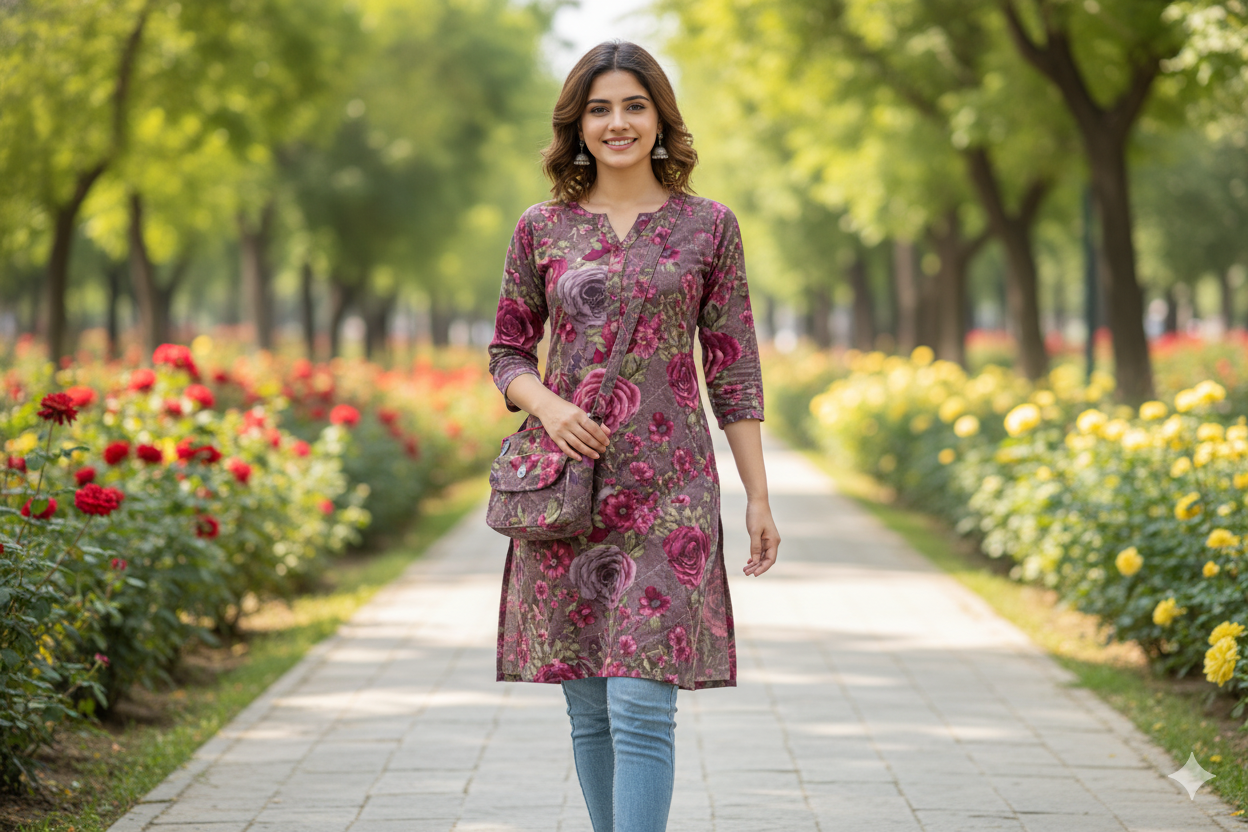 Floral Pattern Shoulder Bag