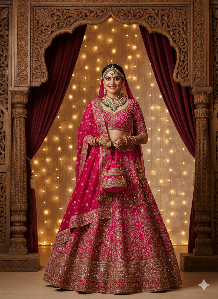 Embroidered Pink Potli Bag