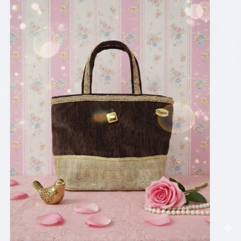 Elegant Brown and Gold Handbag