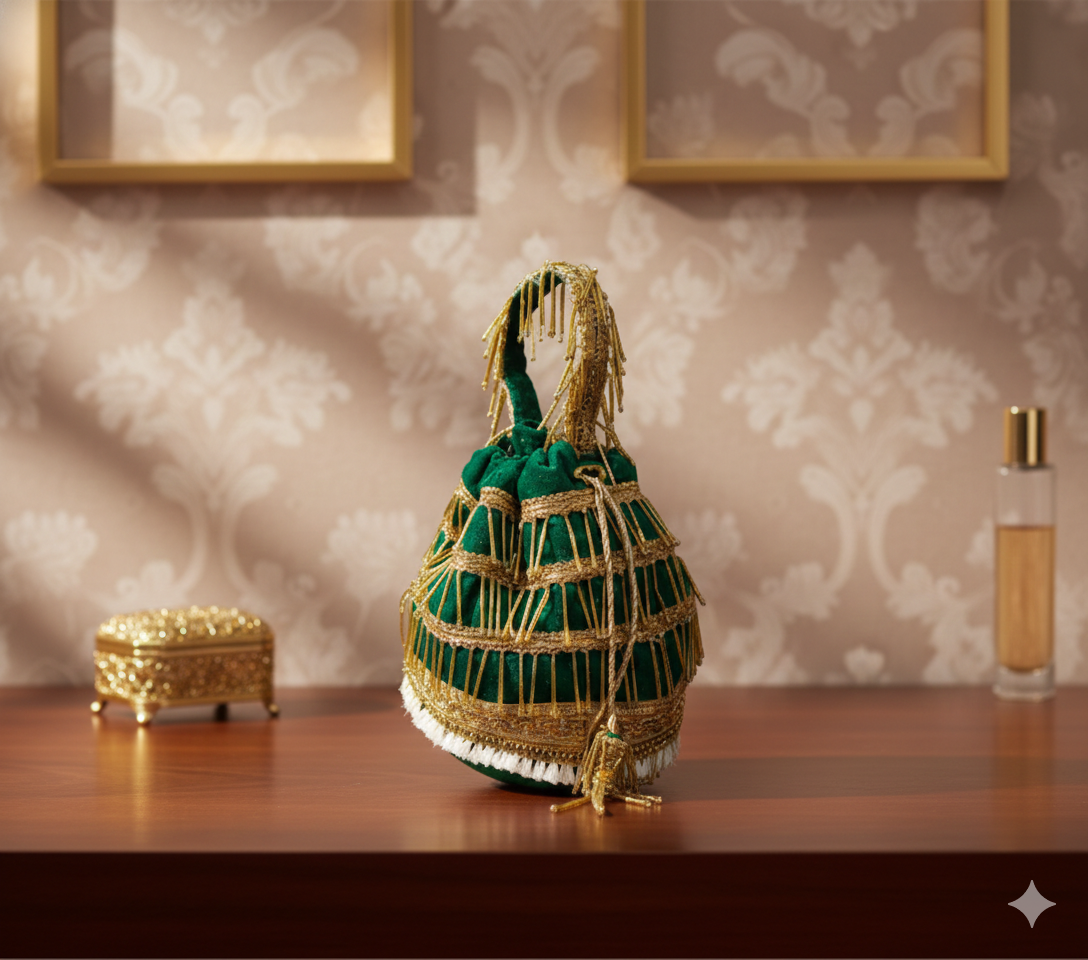 Traditional Green Potli Bag