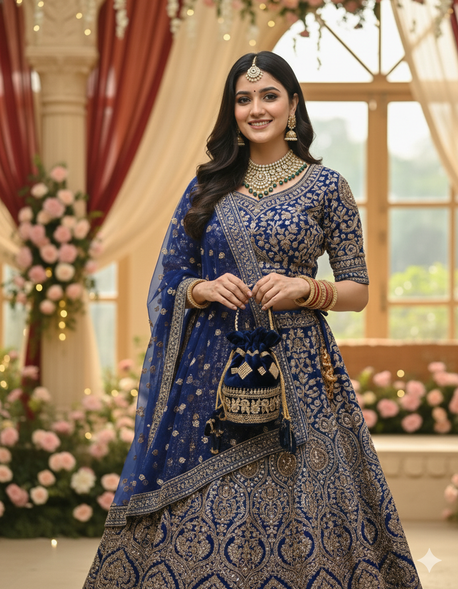 Blue Velvet Potli Bag