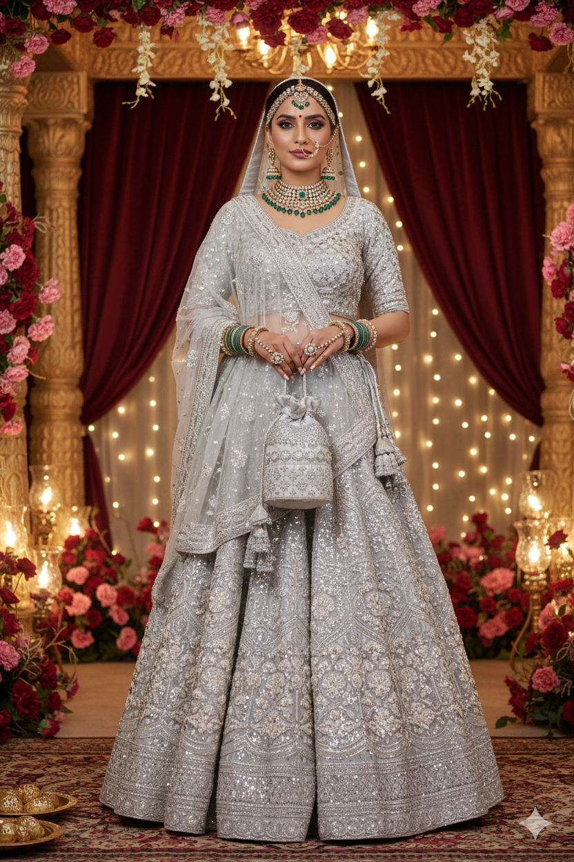 Silver Embellished Potli Bag