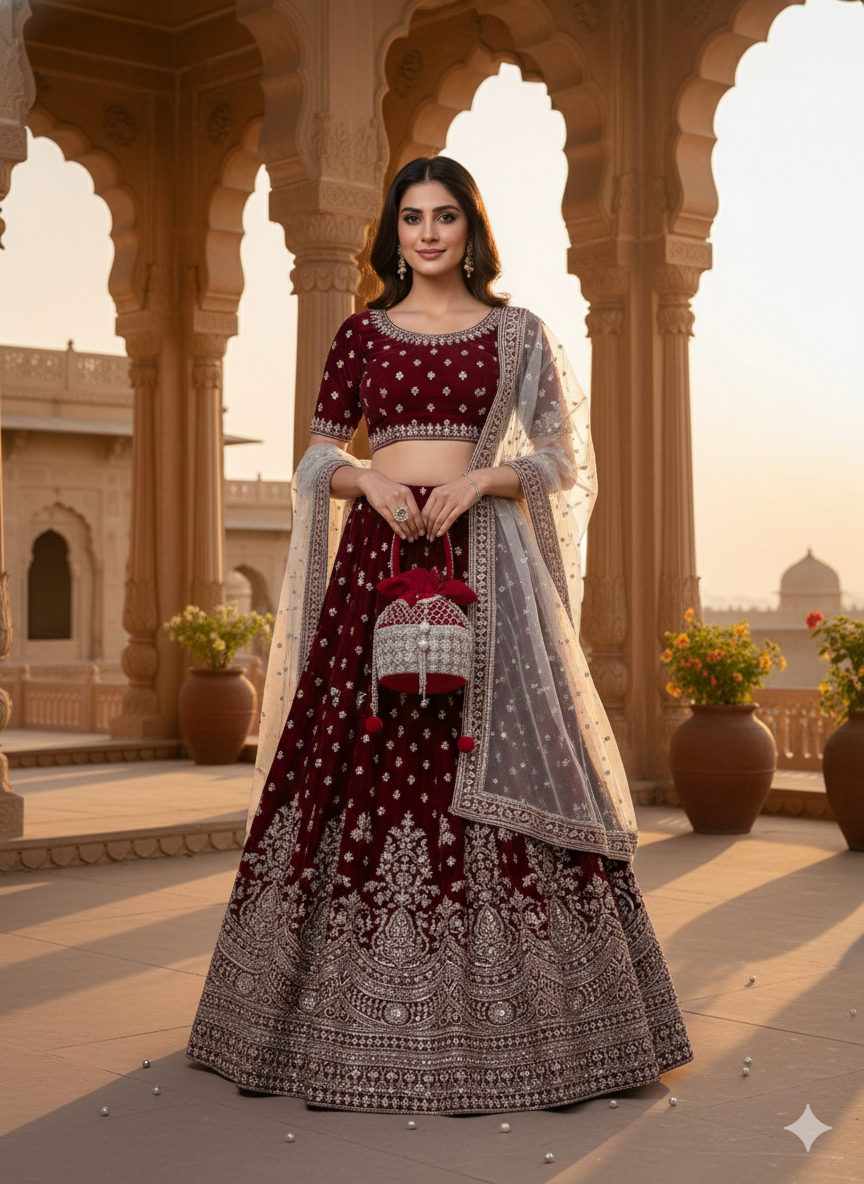 Decorative Velvet Handbag