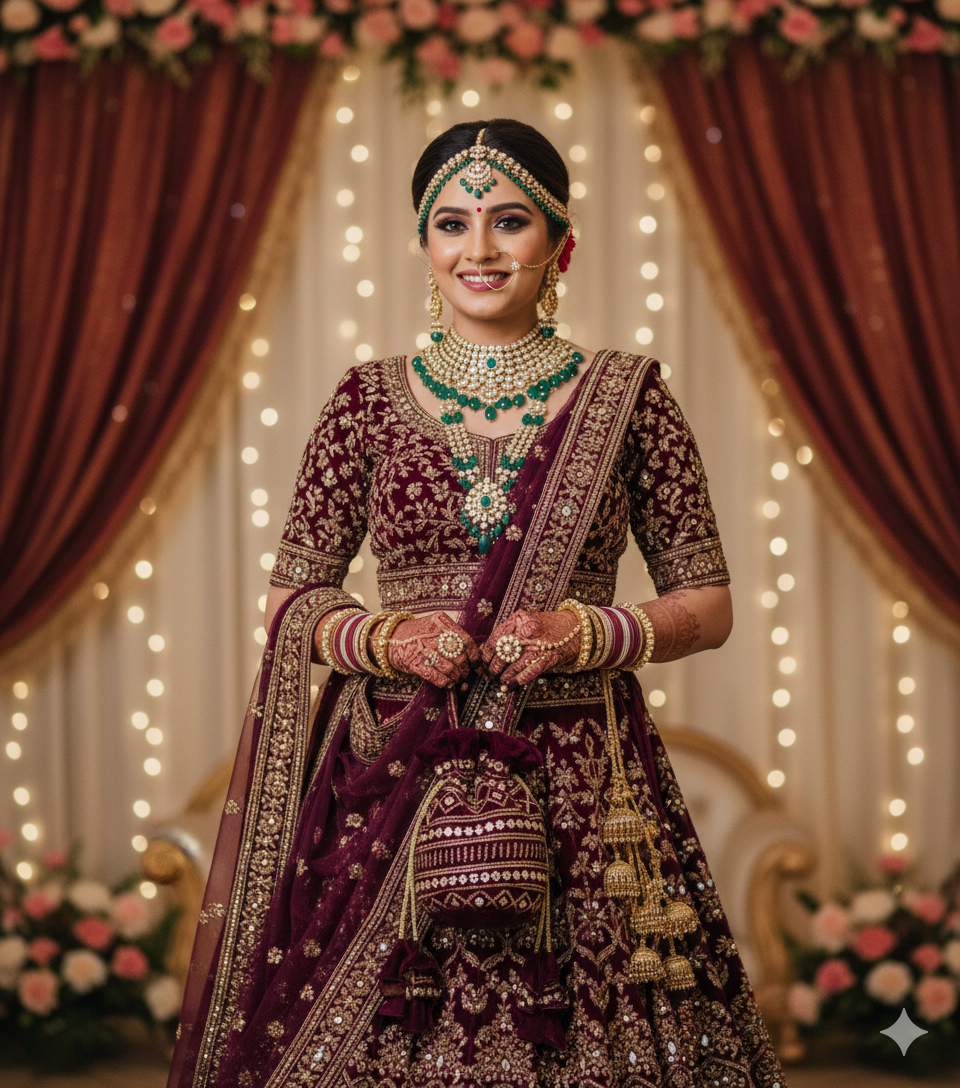 Embroidered Velvet Potli Bag