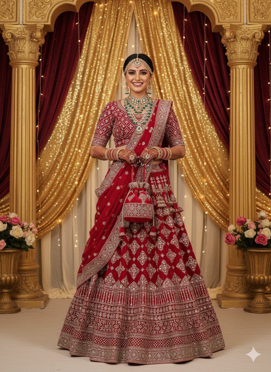 Red Embroidered Potli Bag