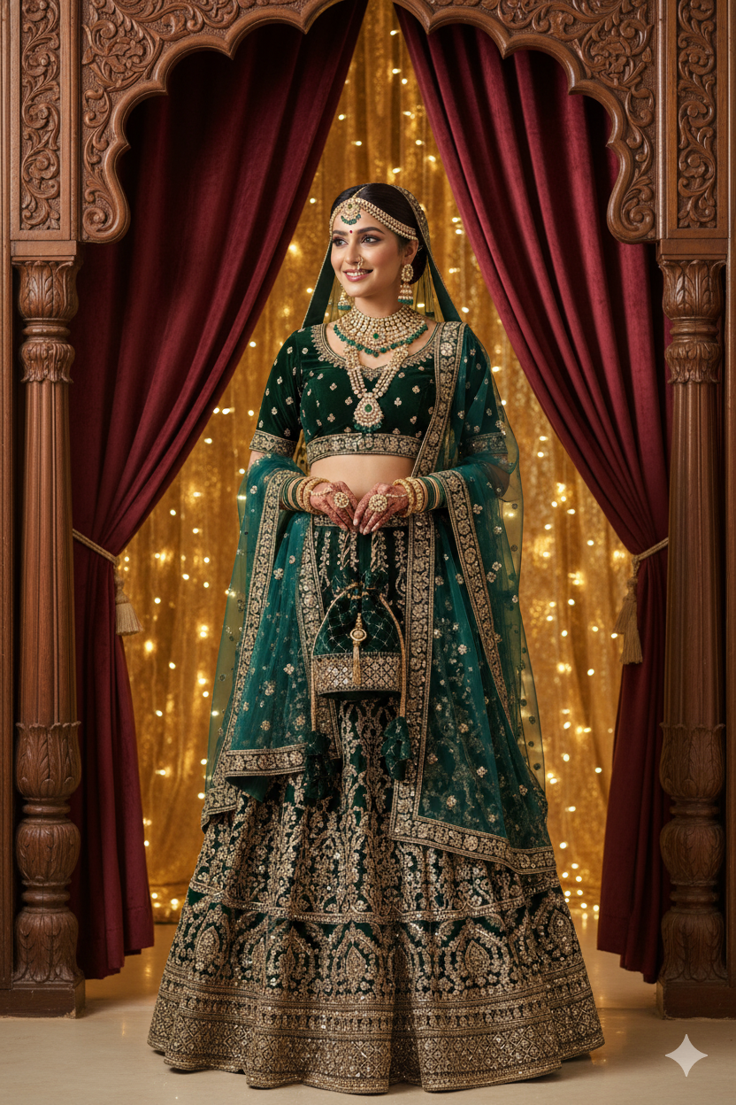 Embroidered velvet potli bag