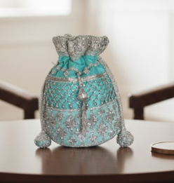 Embroidered Drawstring Handbag