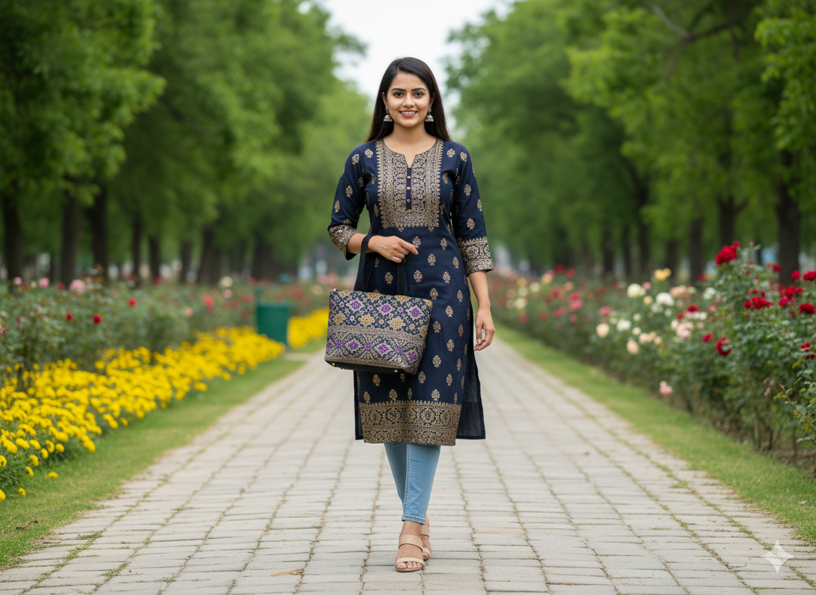 Elegant Brocade Handbag