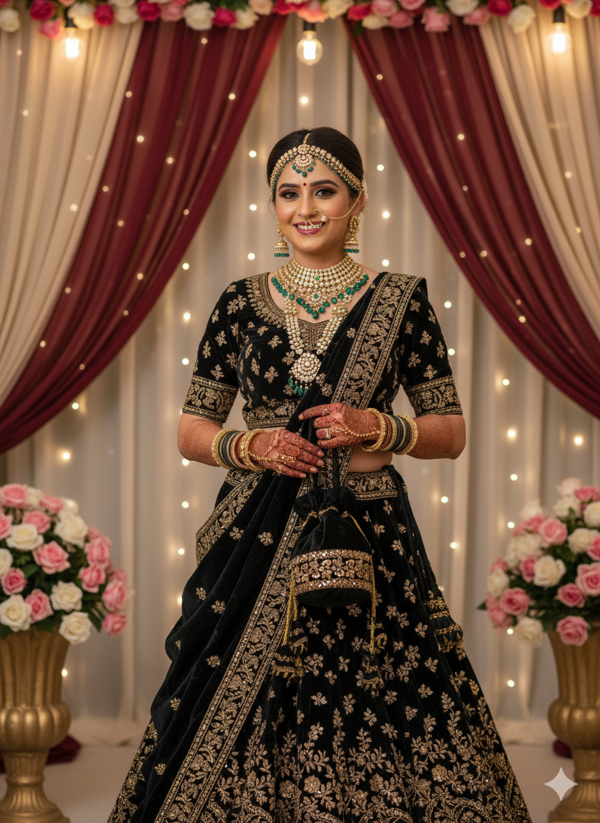 Black and Gold Embroidered Potli Bag