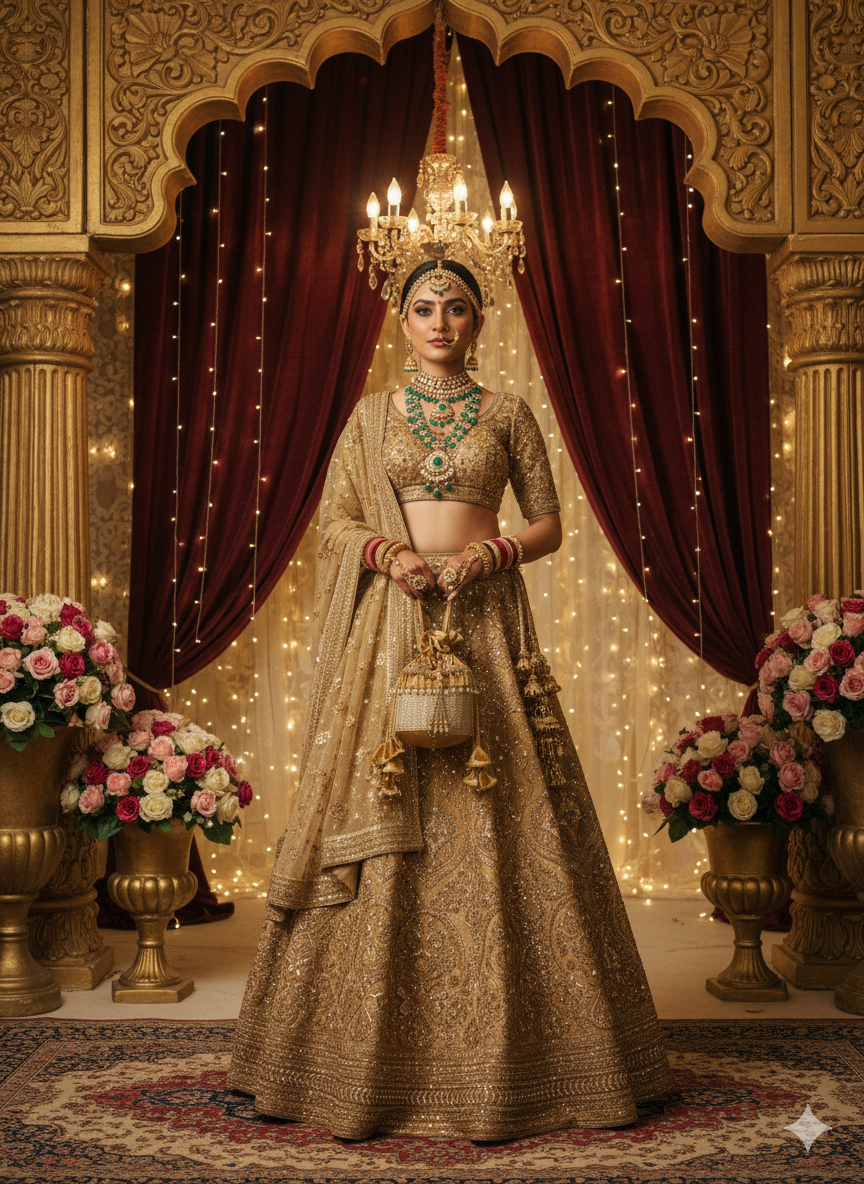 Golden Embroidered Potli Bag