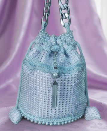 Silver Beaded Bucket Bag