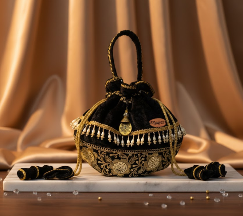 Embroidered Velvet Potli Bag