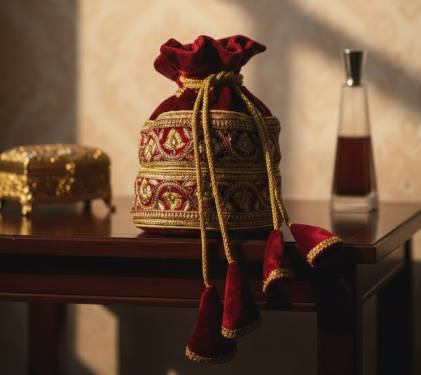 Embroidered Velvet Potli Bag