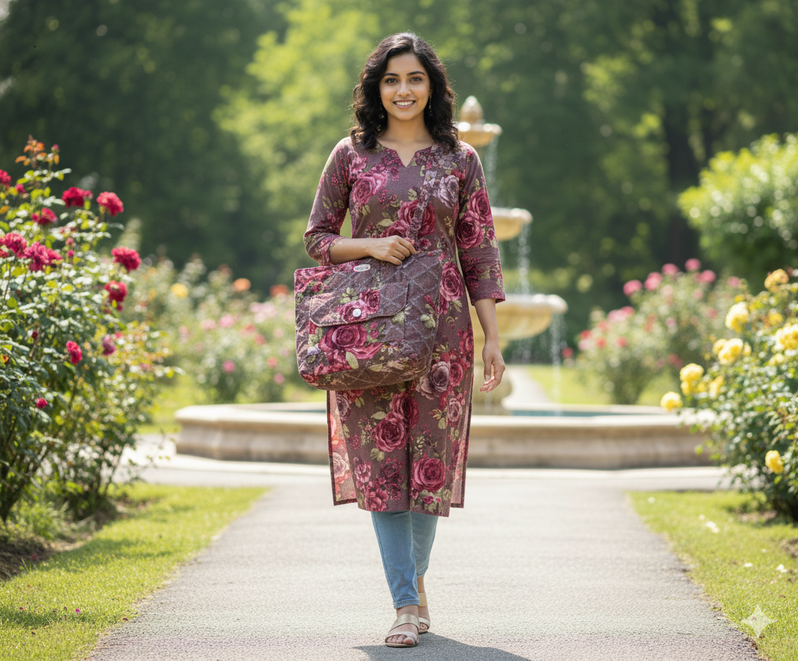 Floral Quilted Tote Bag