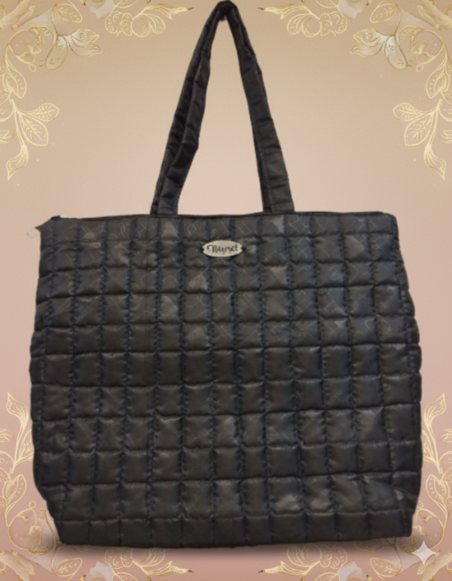 Black Quilted Tote Bag