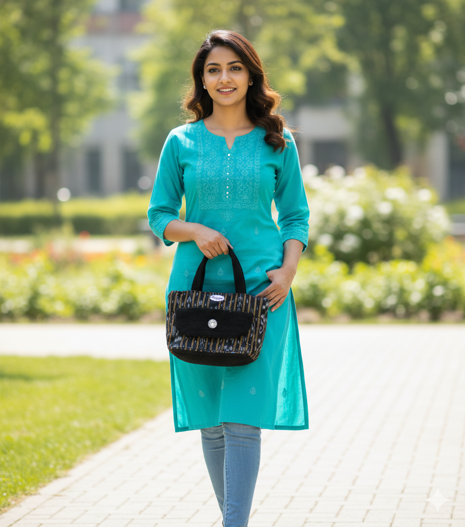 Handcrafted Ikat Fabric Handbag