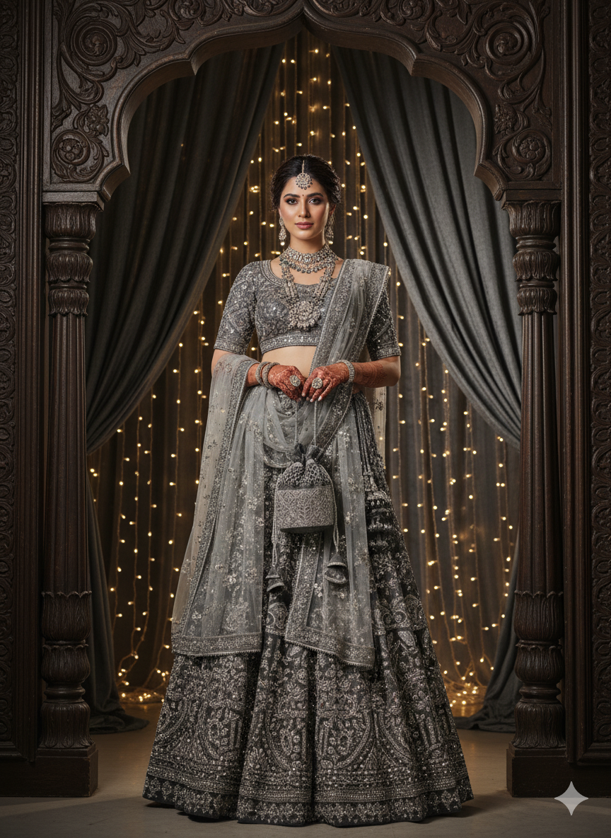 Embroidered Silver Potli Bag