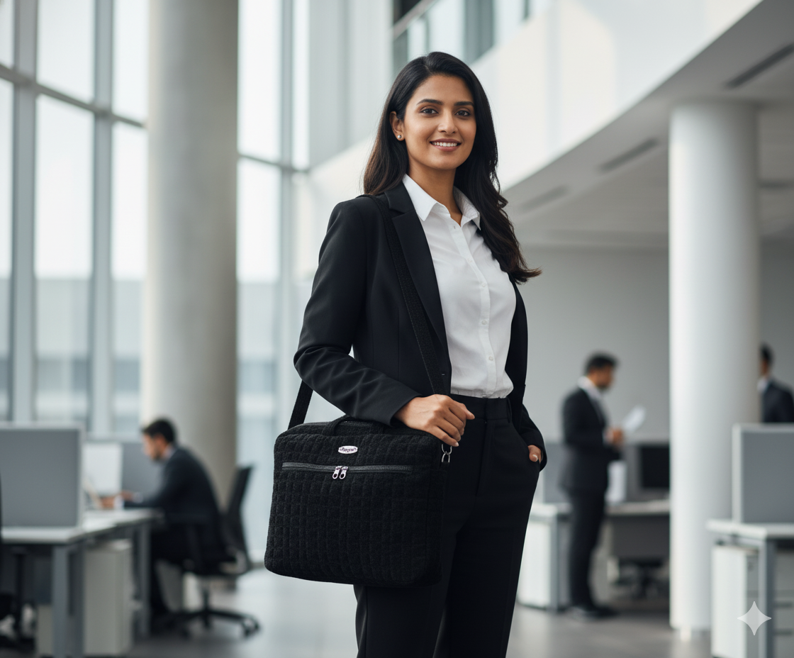Black Quilted Laptop Bag