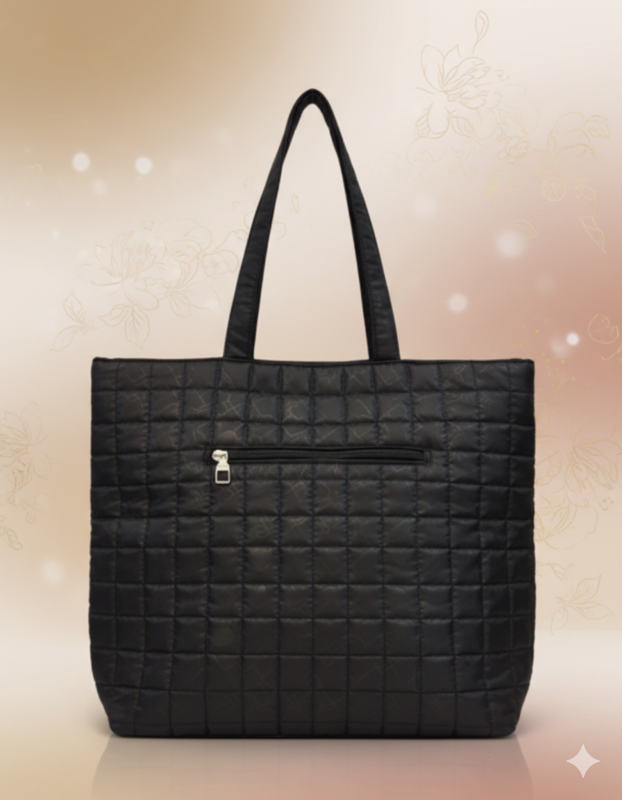 Black Quilted Tote Bag