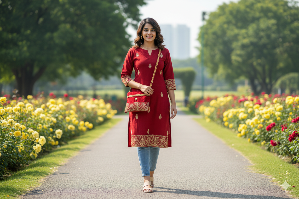 Elegant Red Velvet Handbag