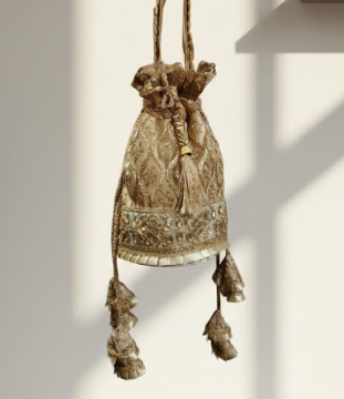 Golden Embroidered Potli Bag