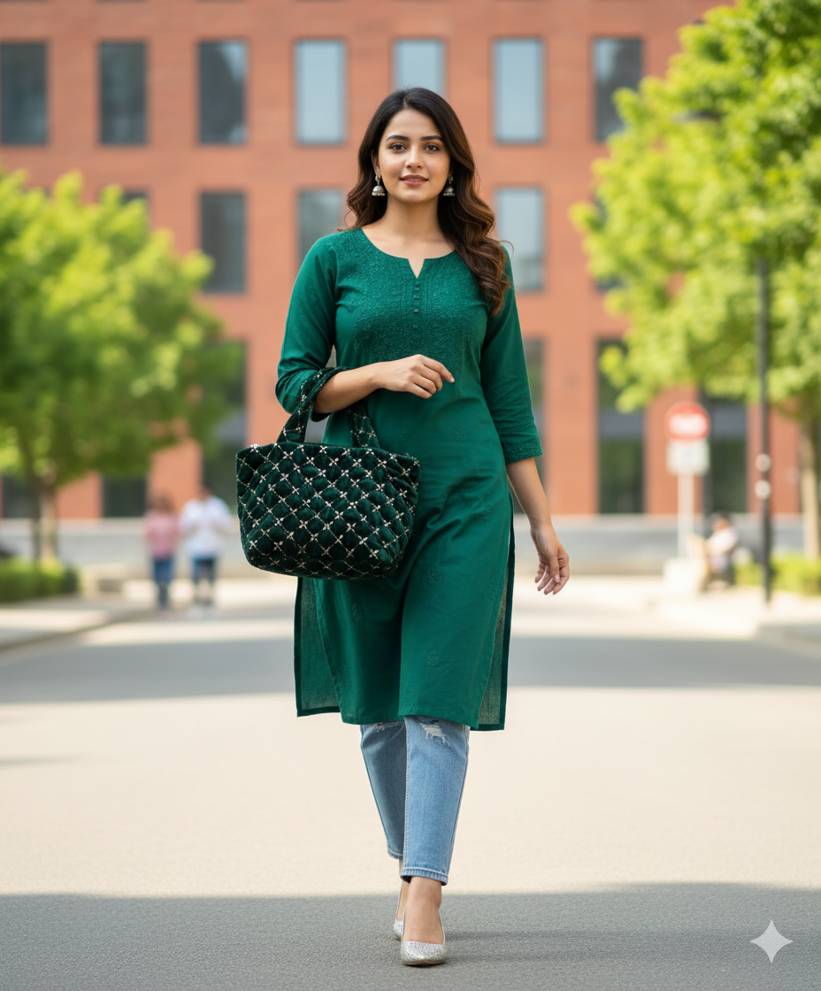 Elegant Quilted Velvet Handbag