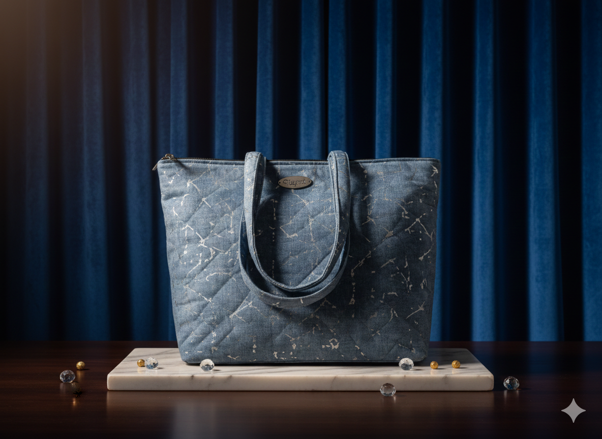 Blue Patterned Tote Bag