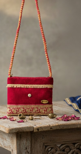 Embroidered Velvet Clutch Bag