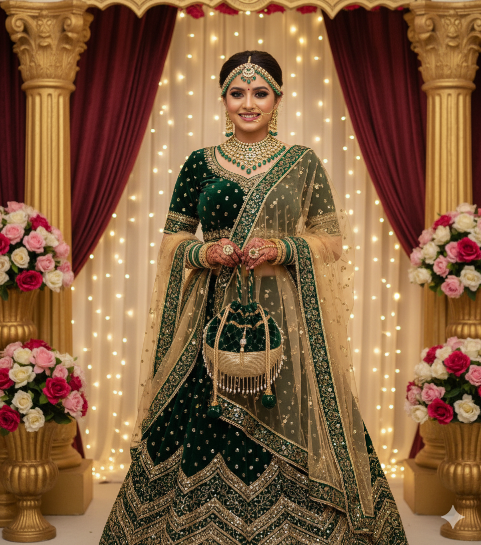 Embroidered Velvet Potli Bag