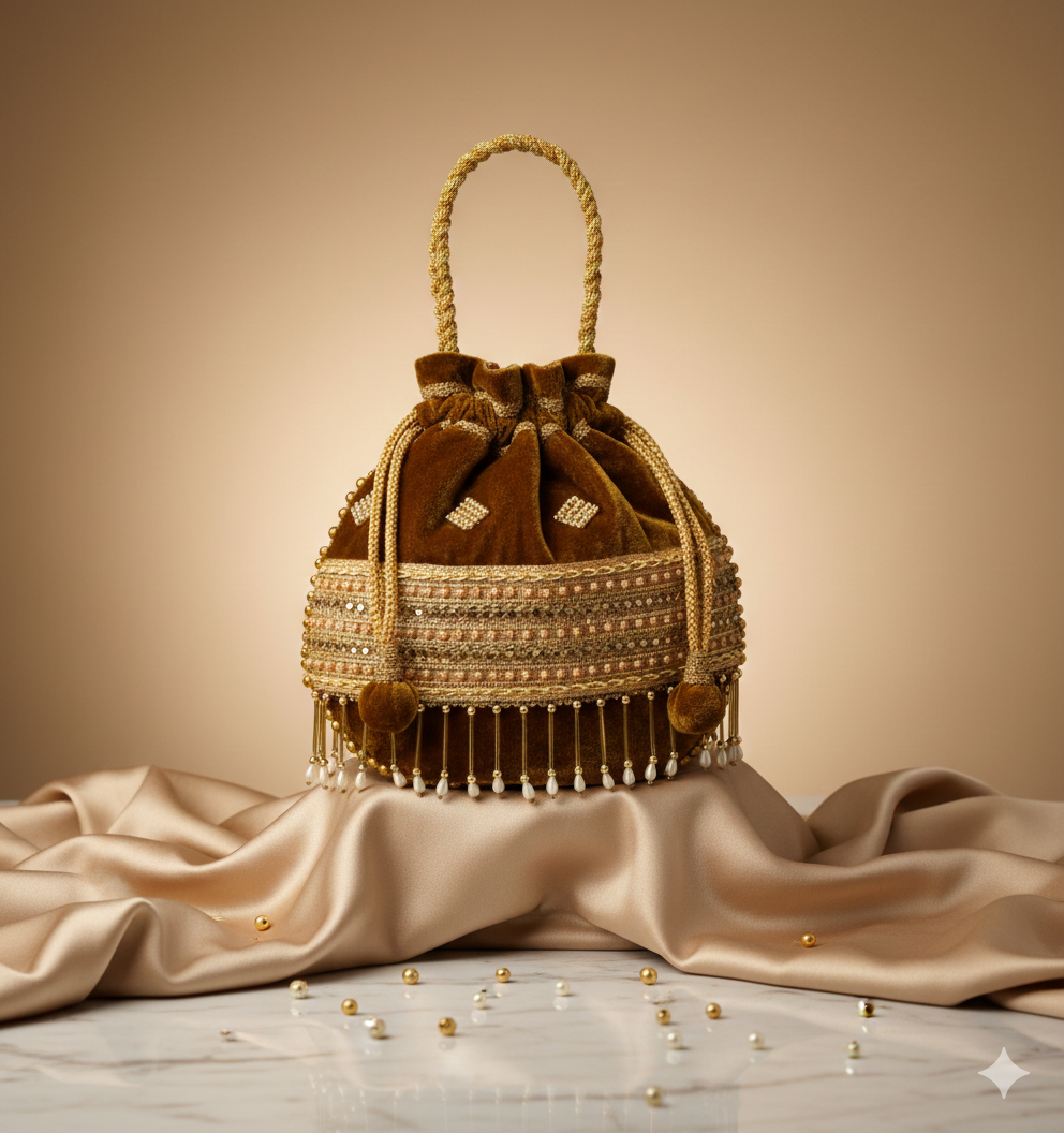 Embroidered Velvet Potli Bag