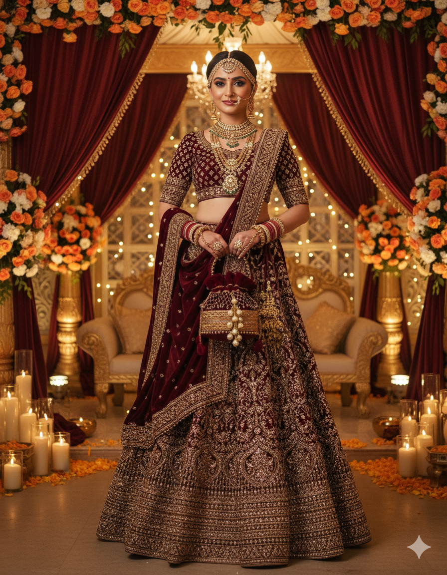 Embroidered Velvet Potli Bag