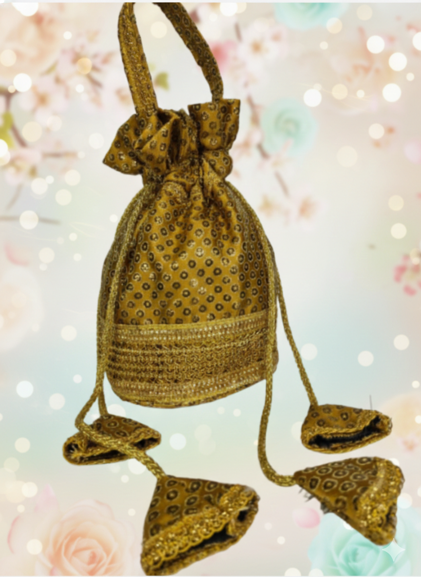 Traditional Golden Potli Bag