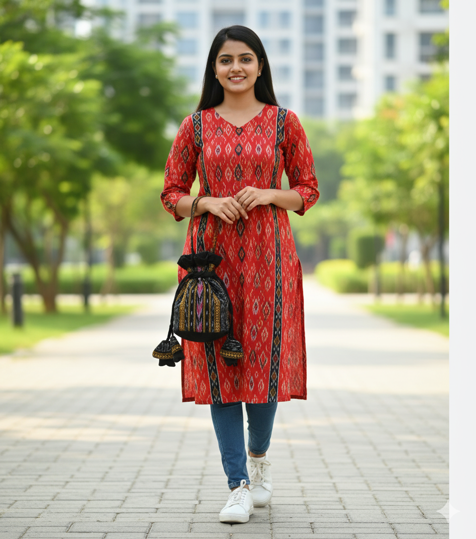 Traditional Woven Drawstring Bag