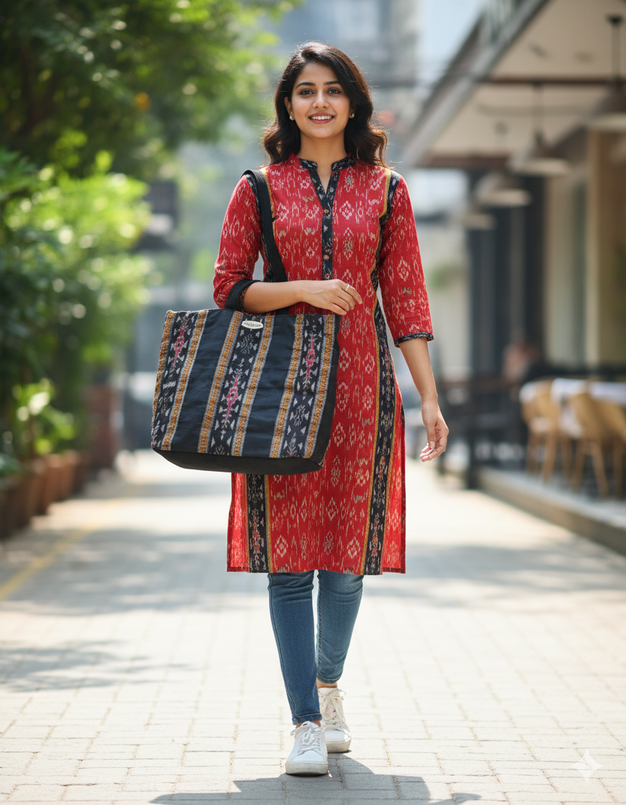 Handwoven Patterned Tote Bag