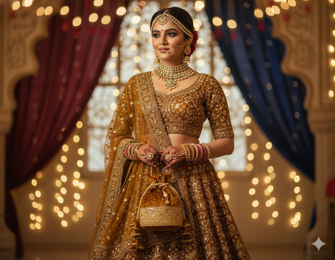 Golden Velvet Potli Bag