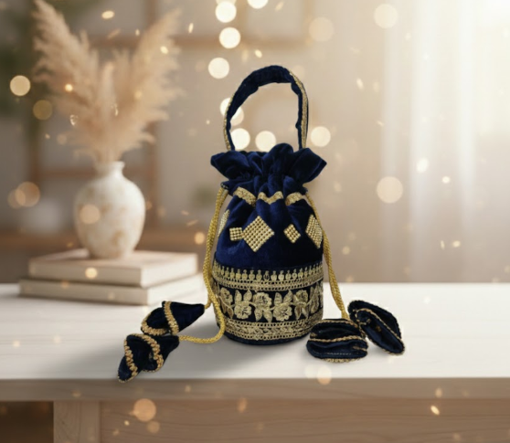 Blue Velvet Potli Bag