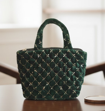 Elegant Quilted Velvet Handbag