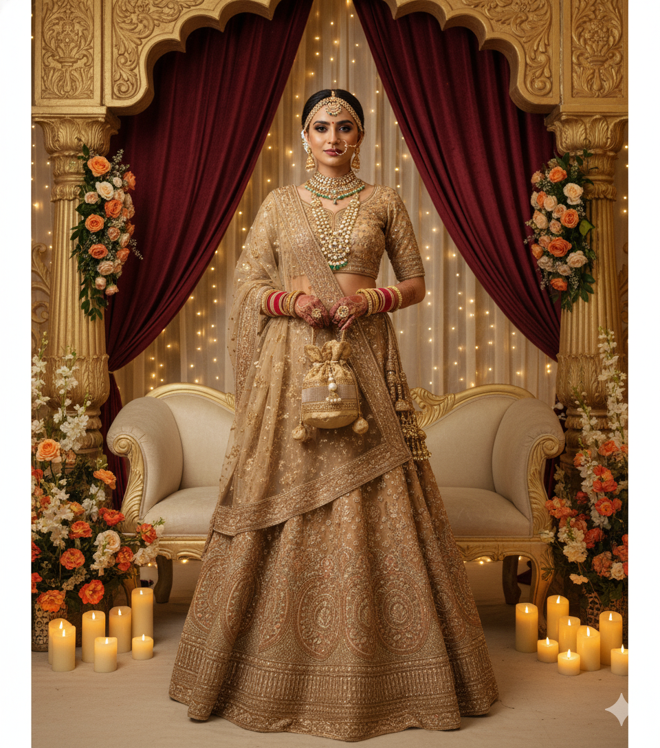 Golden Embroidered Potli Bag